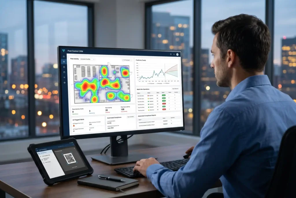 pest control CRM software dashboard, AI data analytics pest control, leverage advanced AI pest management